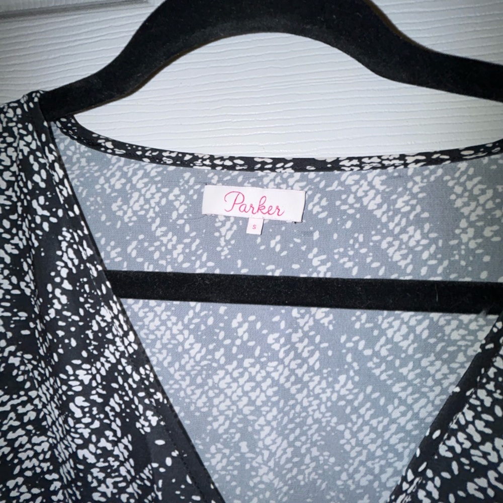 Parker (Nordstrom) Black and White V-Neck Blouse - Picture 2 of 5